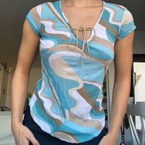 Multicoloured Blue Vintage Top